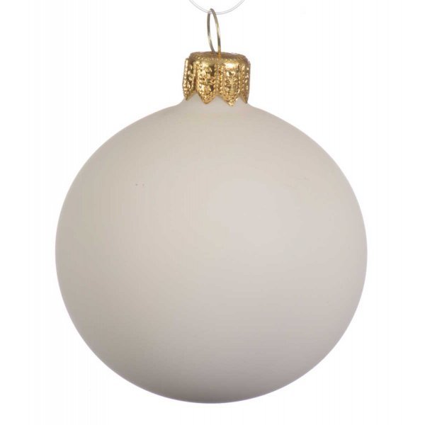 Χριστουγεννιάτικη Γυάλινη Μπάλα Λευκή, Mατ (8cm)